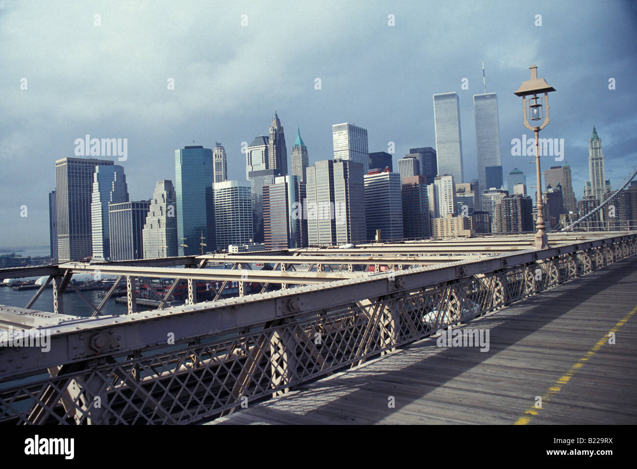 Brooklyn bridge and lower Manhattan NYC Stock Photo