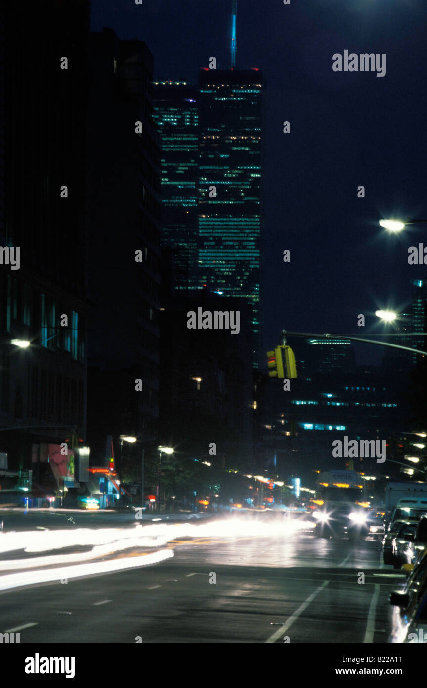 NYC streetscape night Stock Photo