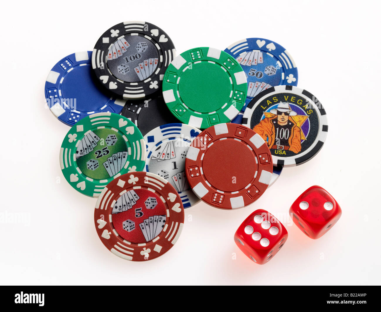 Group of Poker Chips & Dice Stock Photo Alamy