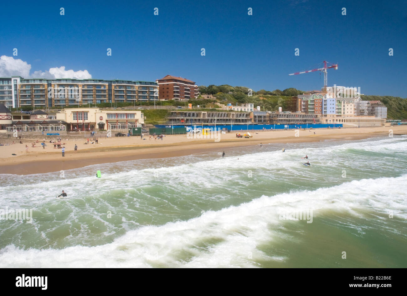 Spa beach showing the development of luxury apartments and