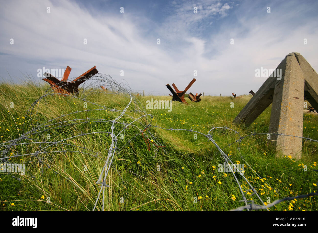 Normandy, France. Series of German Anti-Tank obstacles at 'Utah Beach', near the museum. Stock Photo