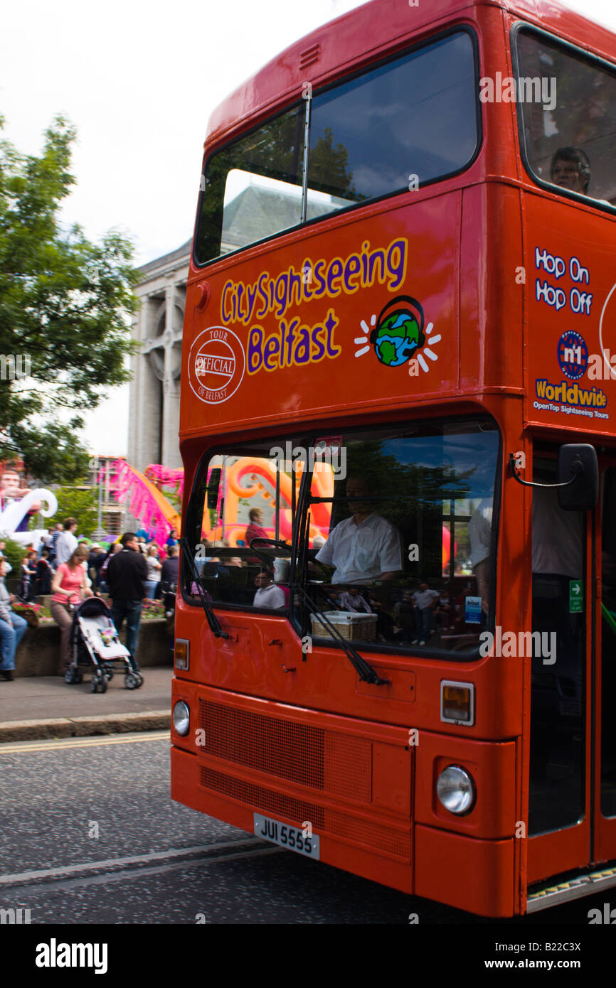 Double decker Belfast Tour Bus. Donegall Street, Belfast, Northern Ireland Stock Photo