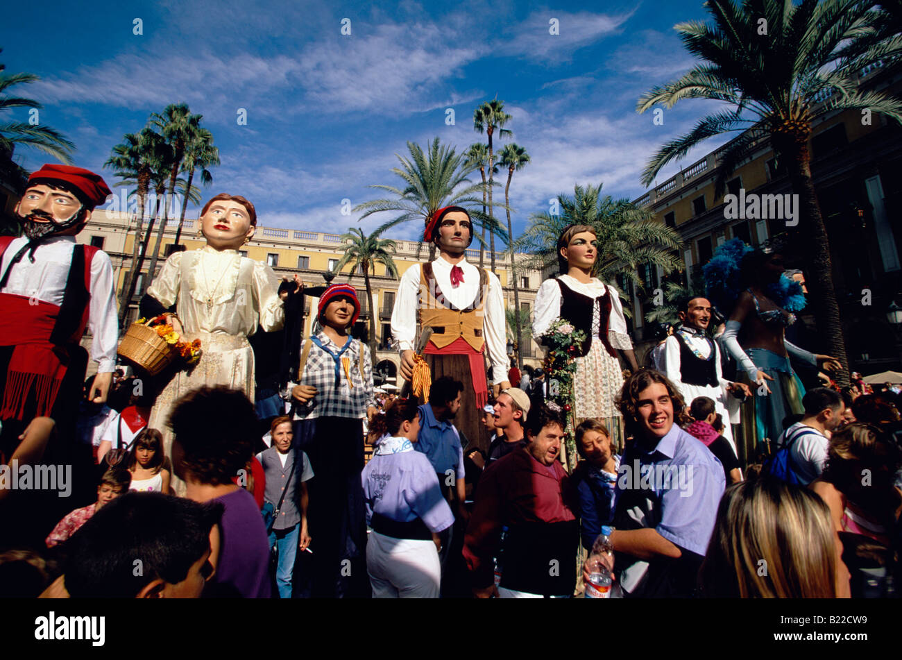 Gegantes 5m Giants Parade at Placa Reial Festa de la Merce Barcelona Catalonia Spain Stock Photo