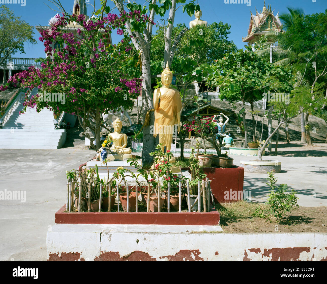 Buddhas at Khao Takiab temple complex Stock Photo