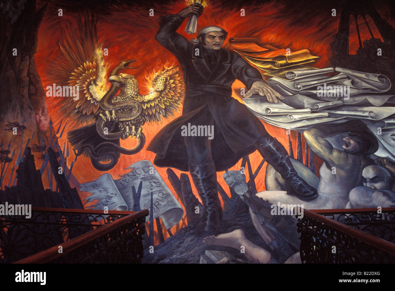 Mural depicting Jose Maria Morelos by Augustin Cardenas in the Palace