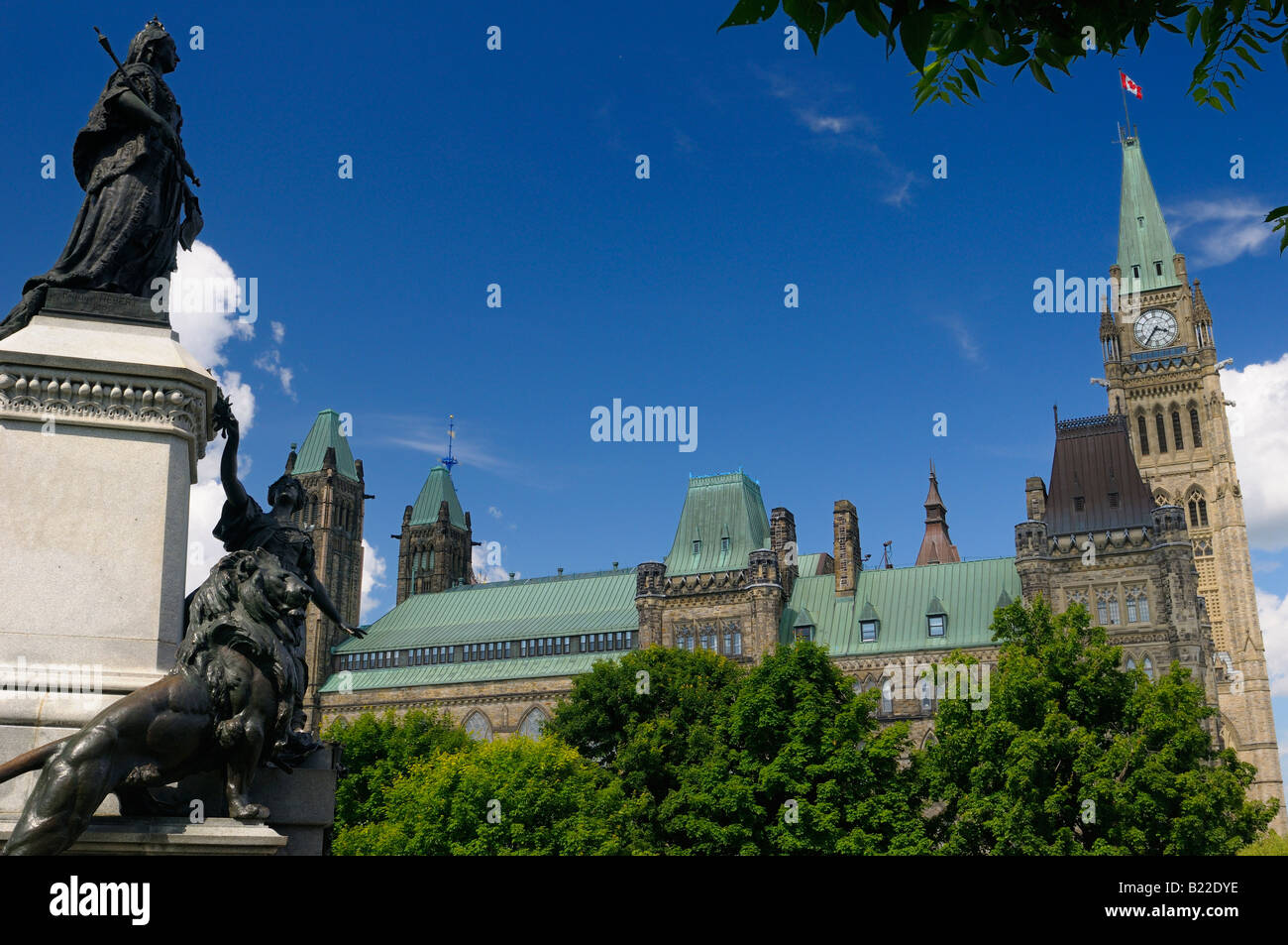 Statue of Queen Victoria at Parliament Hill Center Block with Peace