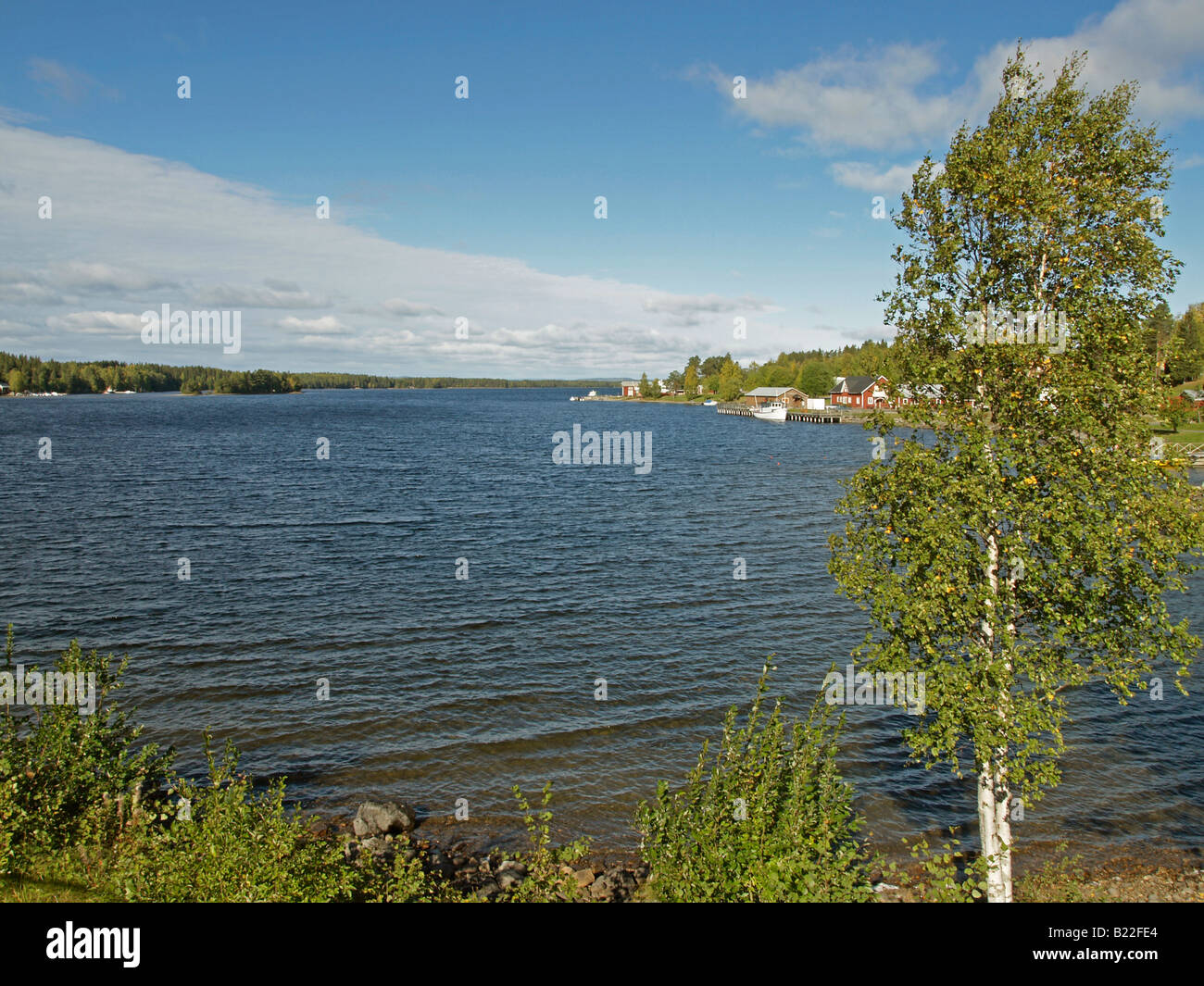 landscape at lakefront of the lake Dragan in Strömsund Jämtland Sweden ...
