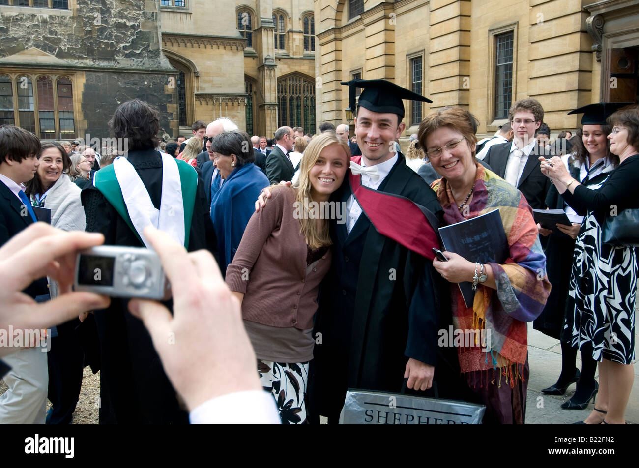Degree ceremony at Oxford University and lots of smiling faces Stock