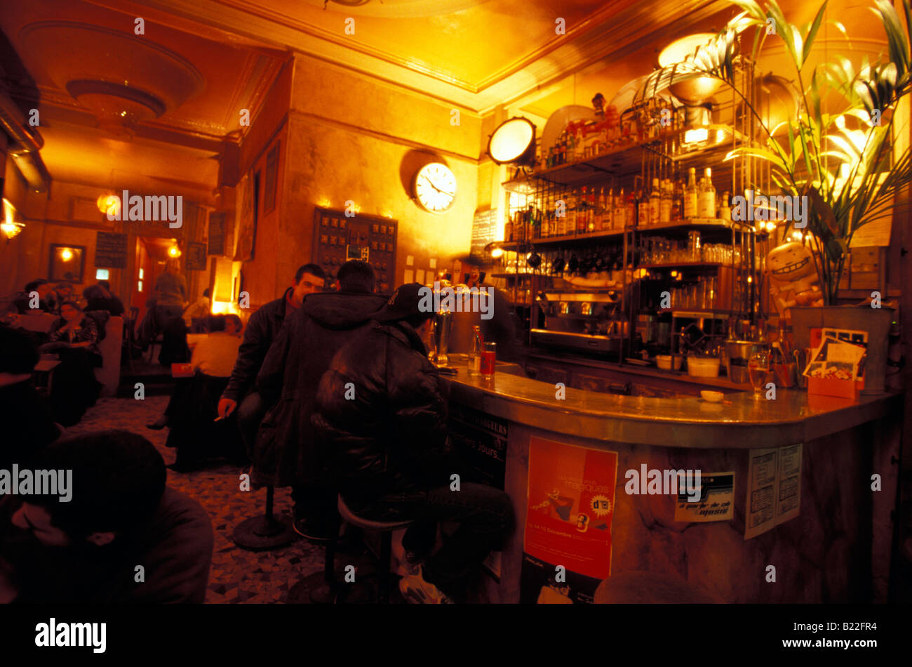 Bar in trendy Rue Oberkampf 11 Arr Paris France Stock Photo