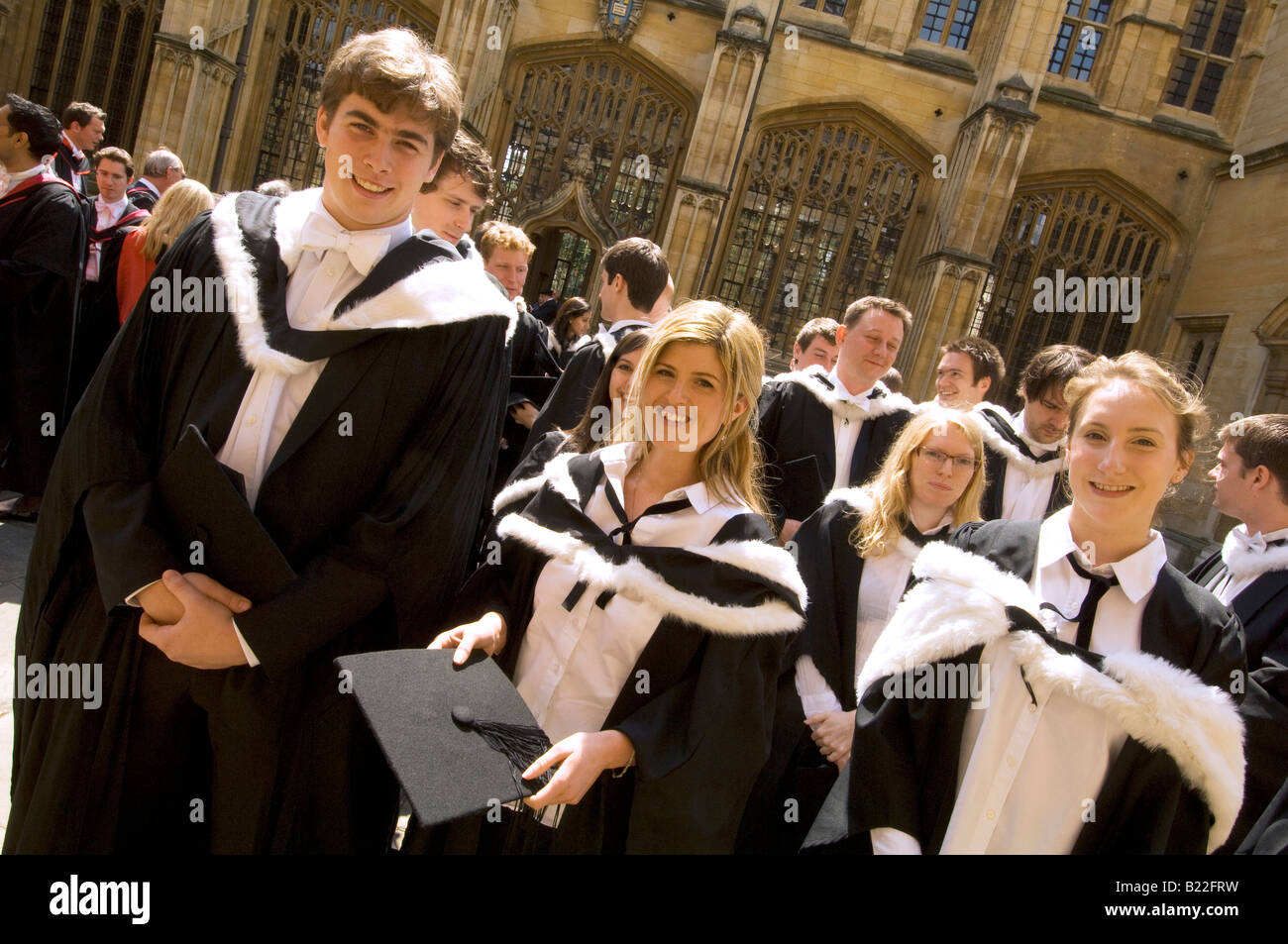 Getting your degree,a ceremony at Oxford University with coloured gowns