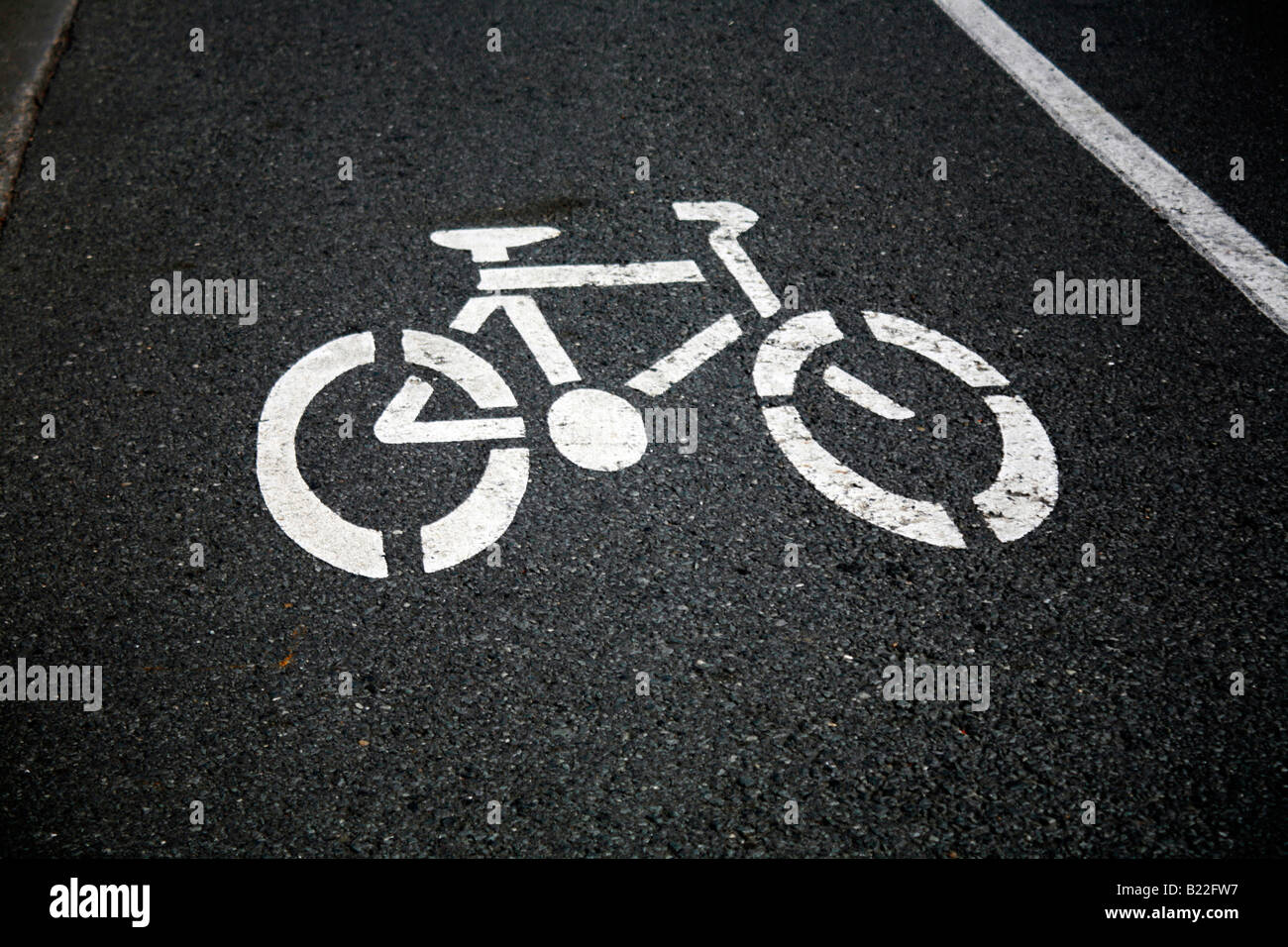 Bike sign painted on a bicycle path in Brisbane Australia Stock Photo