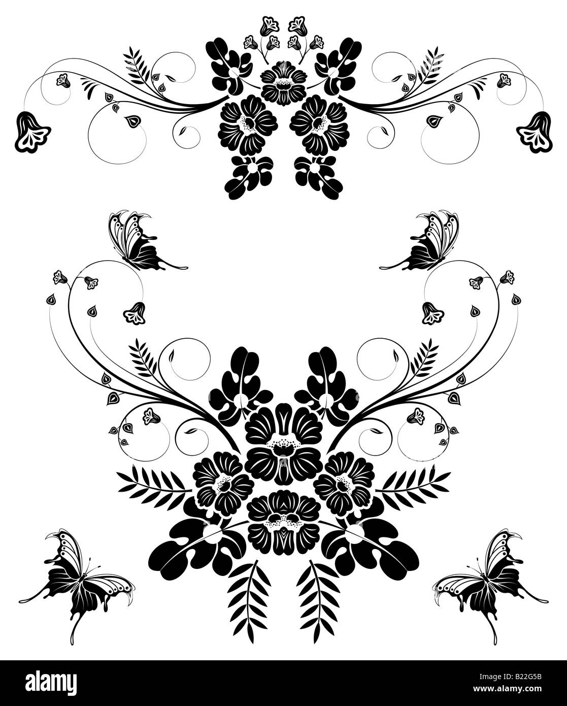 Collect Flower Border With Butterfly Stock Photo 18496279 Alamy