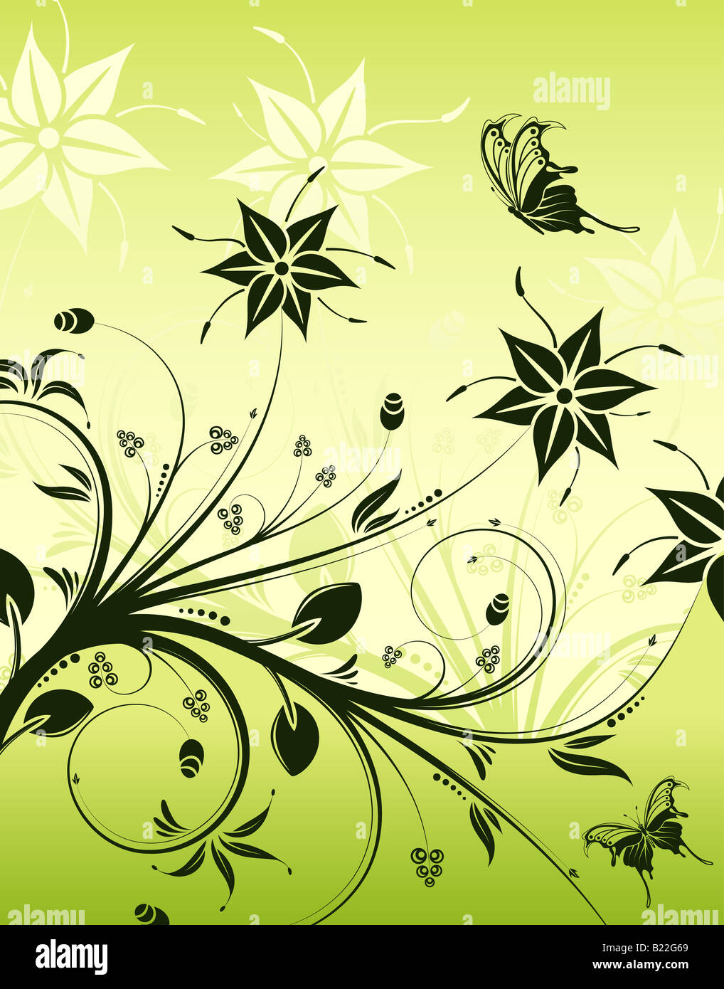 Flower background with butterfly Stock Photo - Alamy