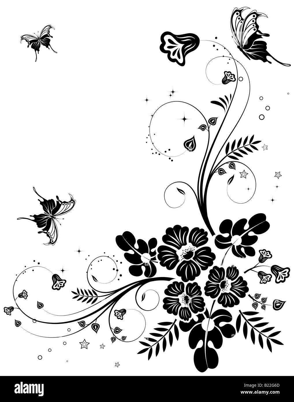 Flower background with butterfly Stock Photo - Alamy