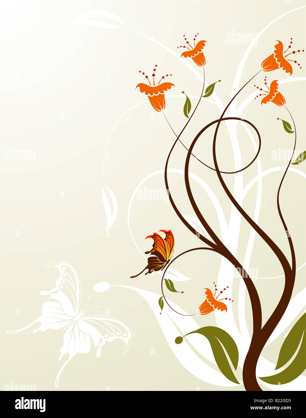 Flower background with butterfly element for design vector illustration ...