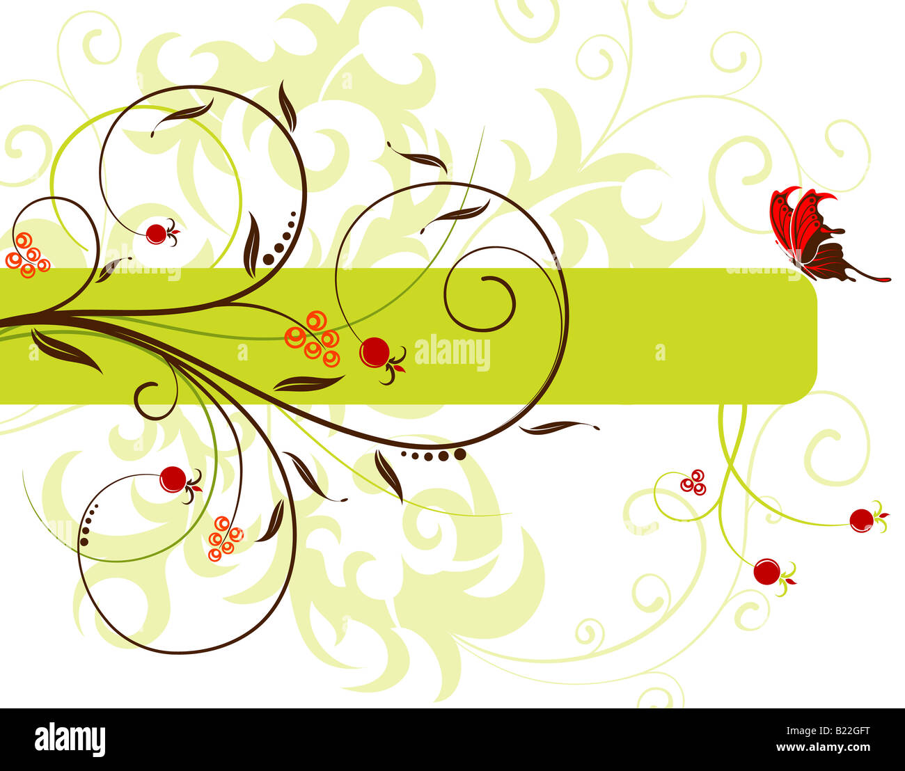 Flower background with frame and butterfly Stock Photo - Alamy