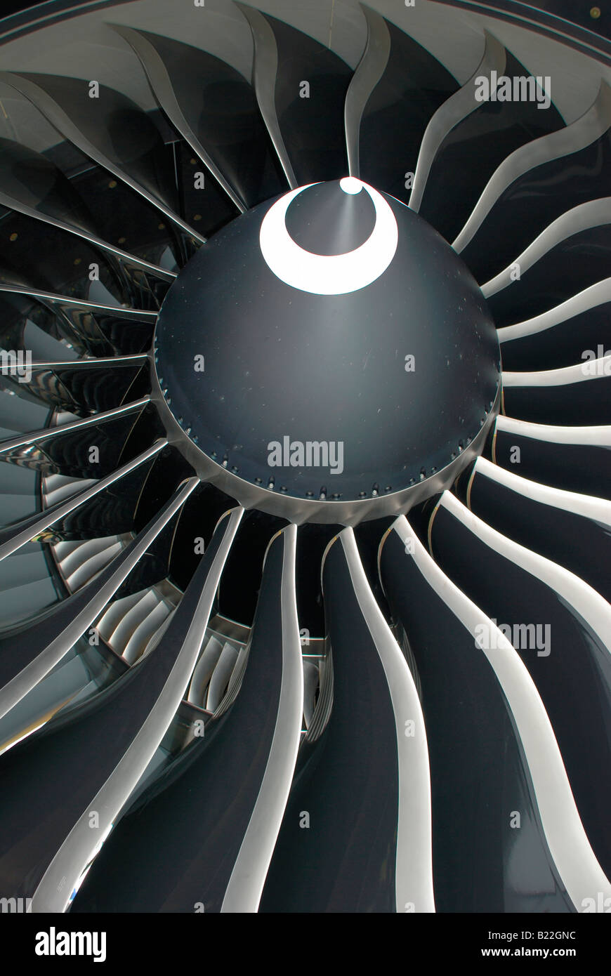 boeing 777 jet engine blades.largest turbofan engine in service Stock