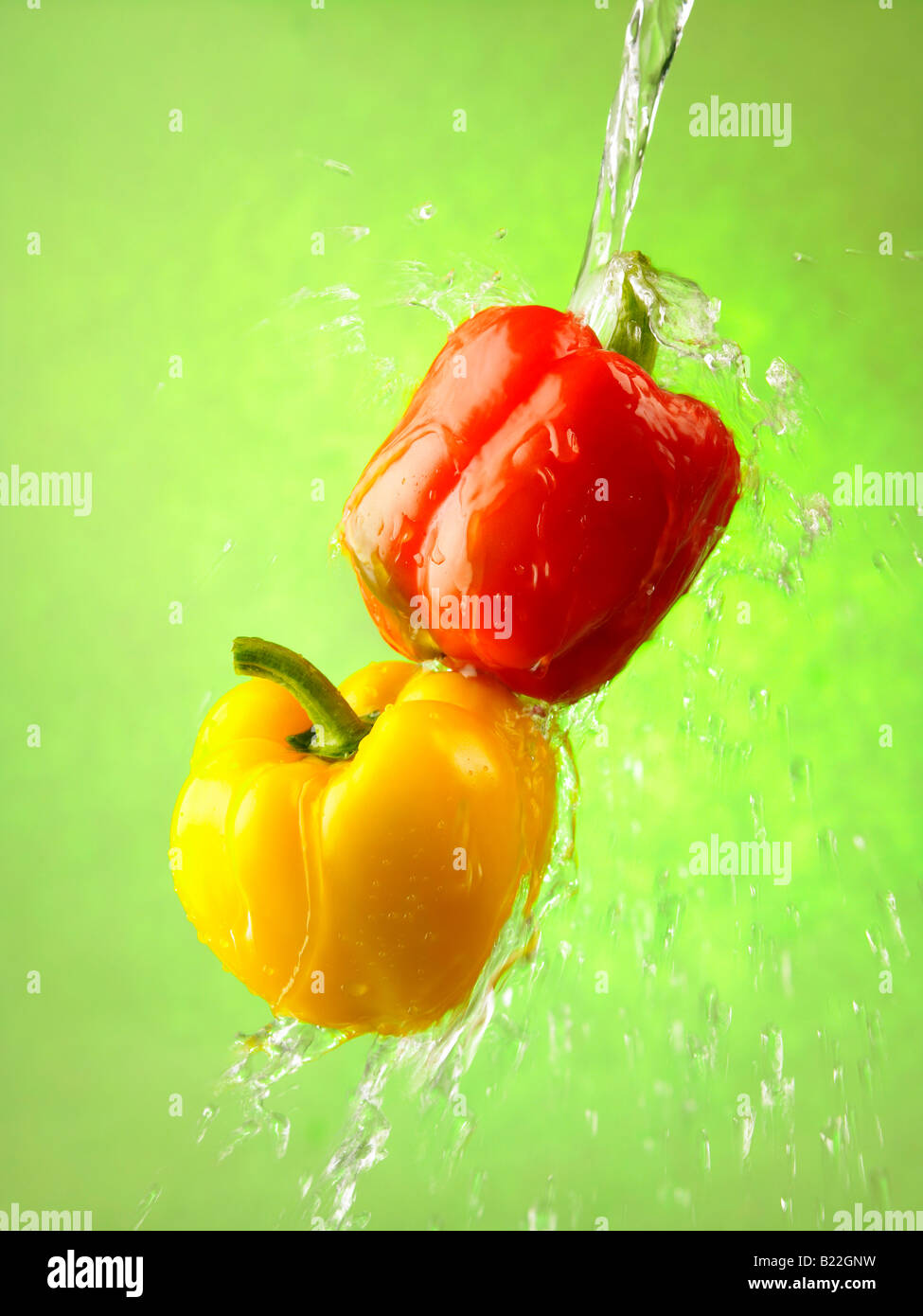 water splash to capsicum Stock Photo Alamy