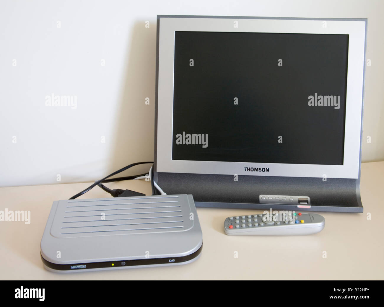 Close up Still Life Studio Close up of a small flat screen TV on