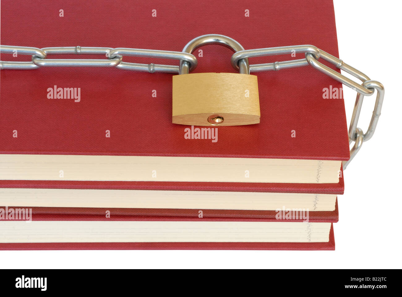 Books, chain and padlock Stock Photo