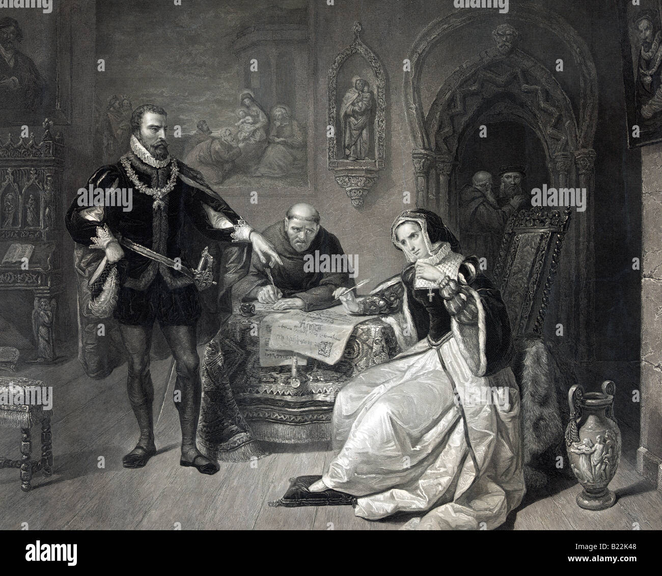 The signing of the death warrant of Lady Jane Grey Stock Photo