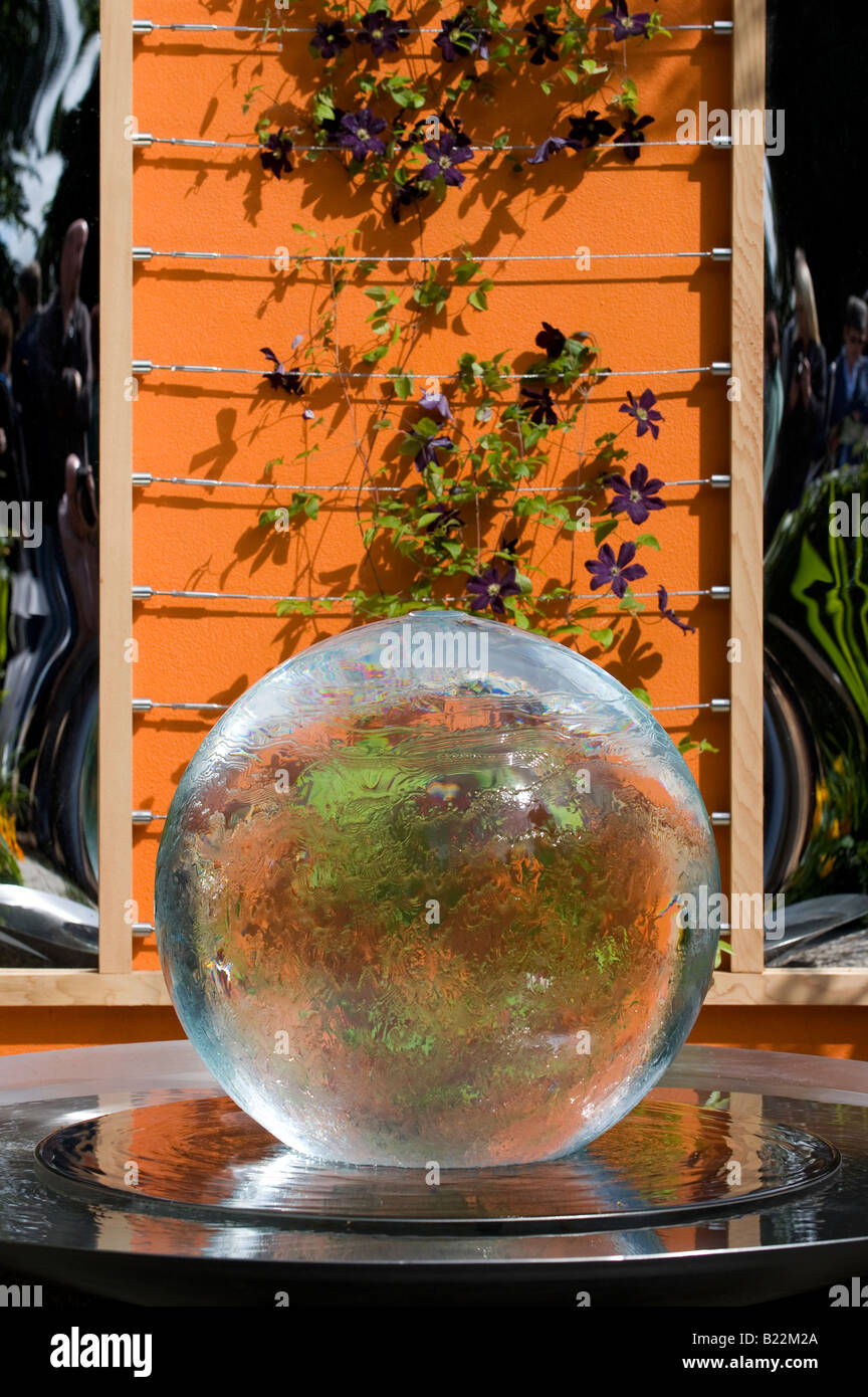 Crystal ball water feature in ''The Spirits Garden'' designed by Jill M