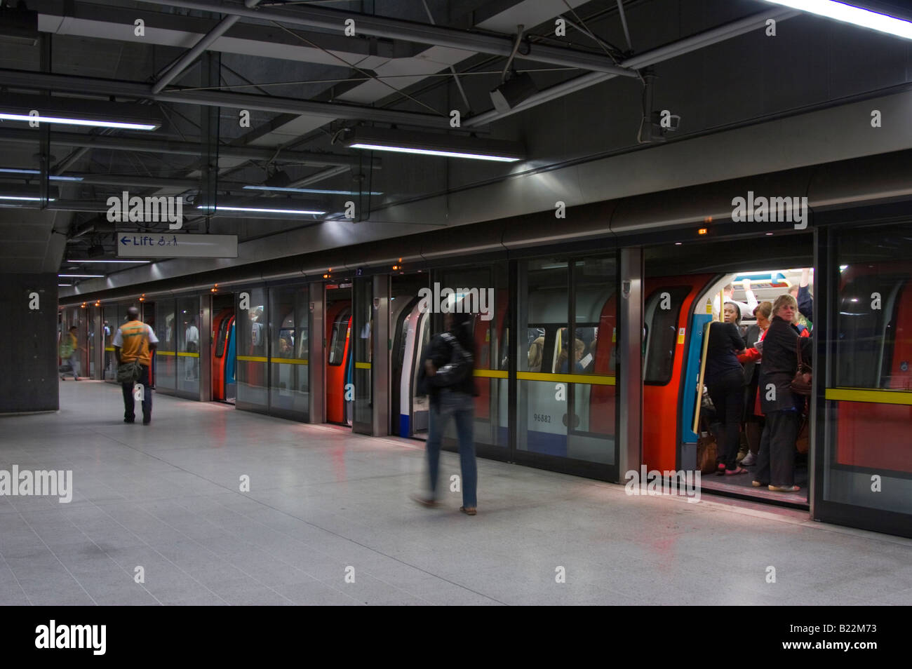 Jubilee Line platform Canada Water Underground Station London Stock