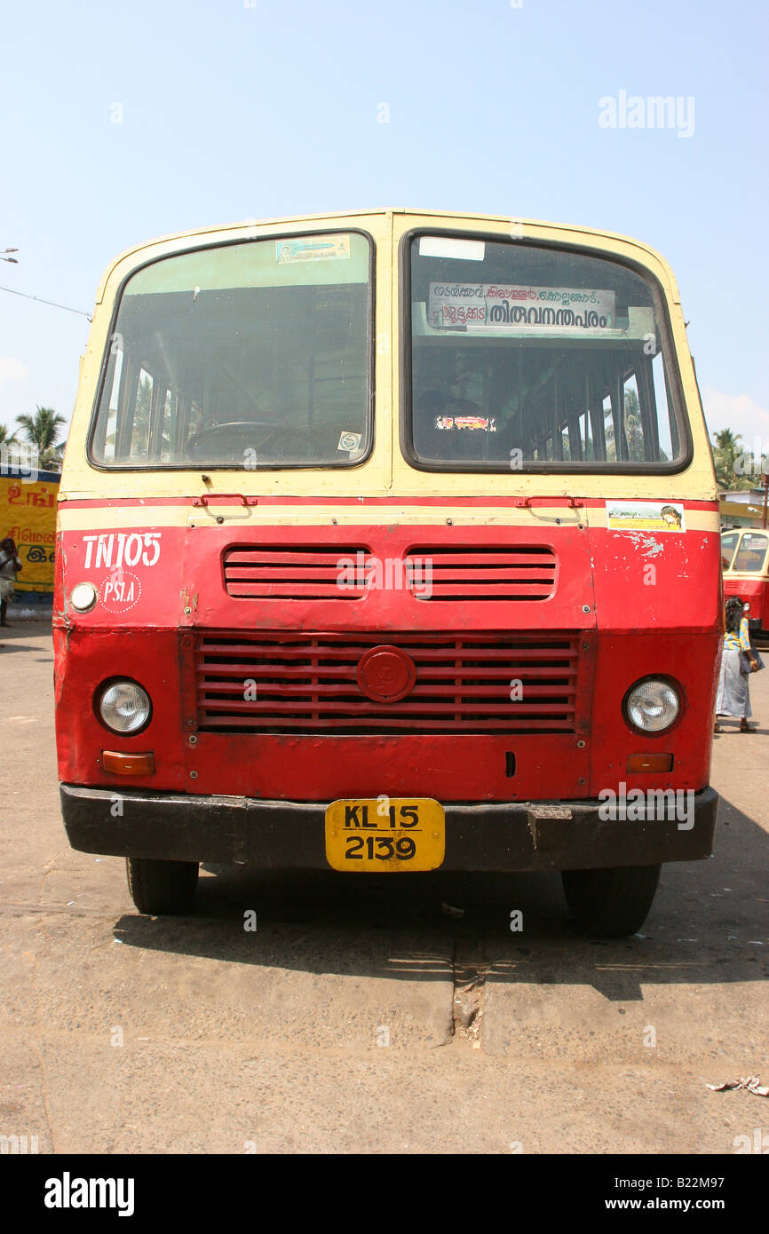 Ashok Leyland bus at bus station Kerala India Stock Photo