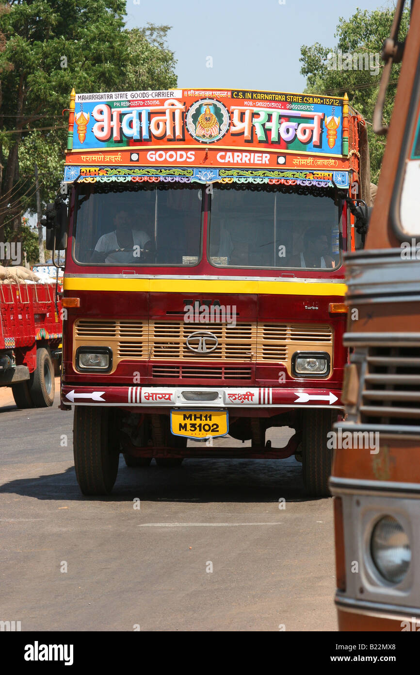 Tata truck on the roadside near Kasaragod Kerala India Stock Photo