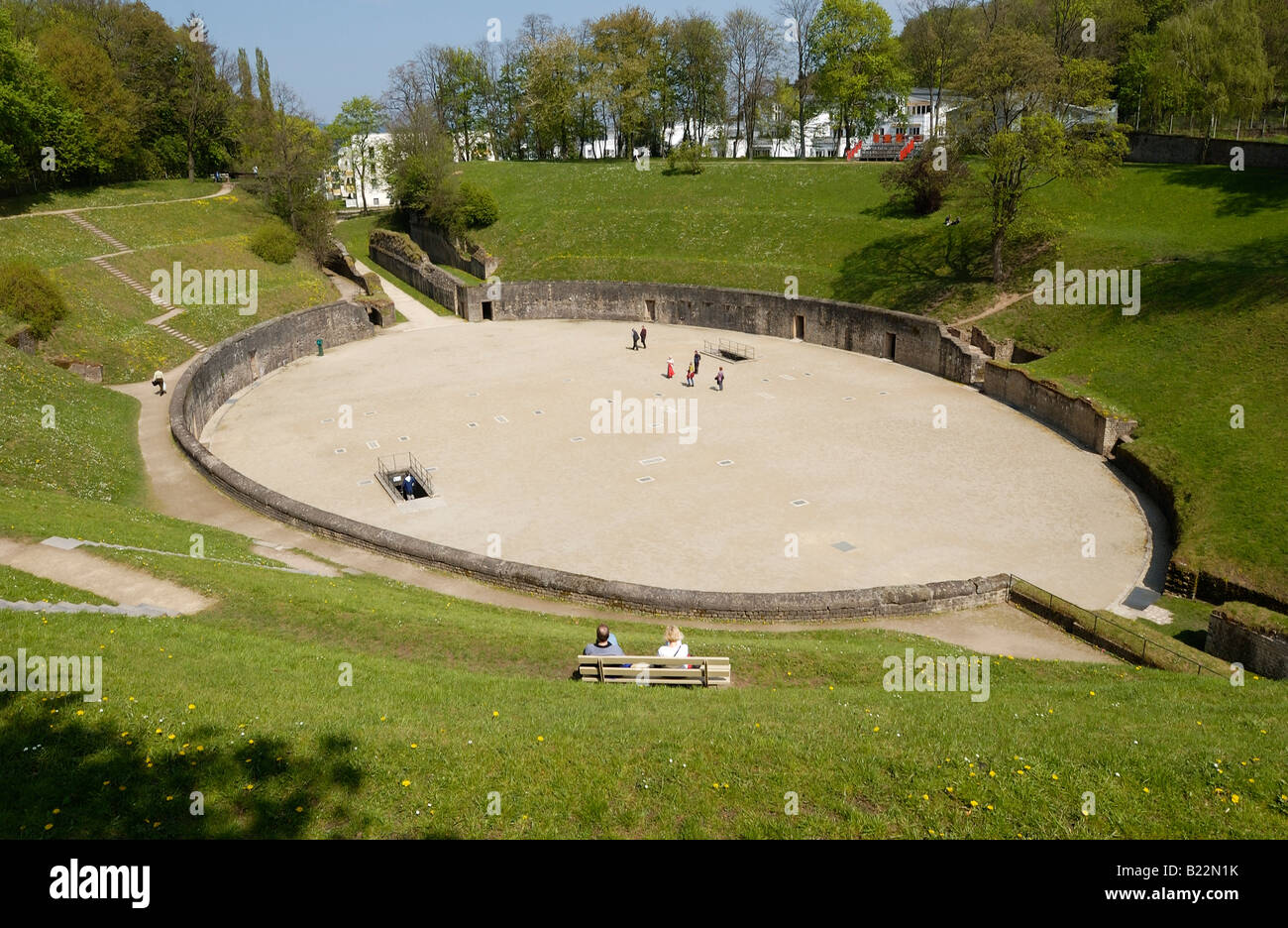 ruin of roman amphitheater, Trier, Germany, Europe Stock Photo