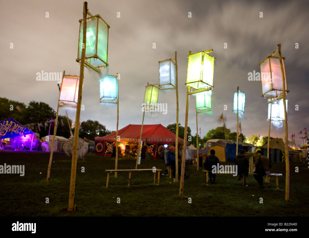 Magic Lanterns  Night Time Glastonbury Festival Pilton Somerset UK Europe Stock Photo