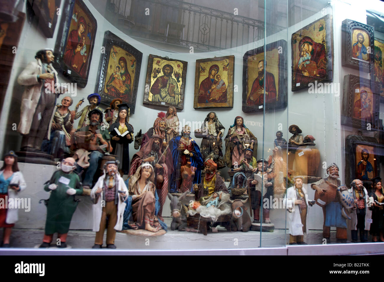 Typical Sicilian Puppets at a Souvenier Shop in Taormina, Sicily, Italy Stock Photo