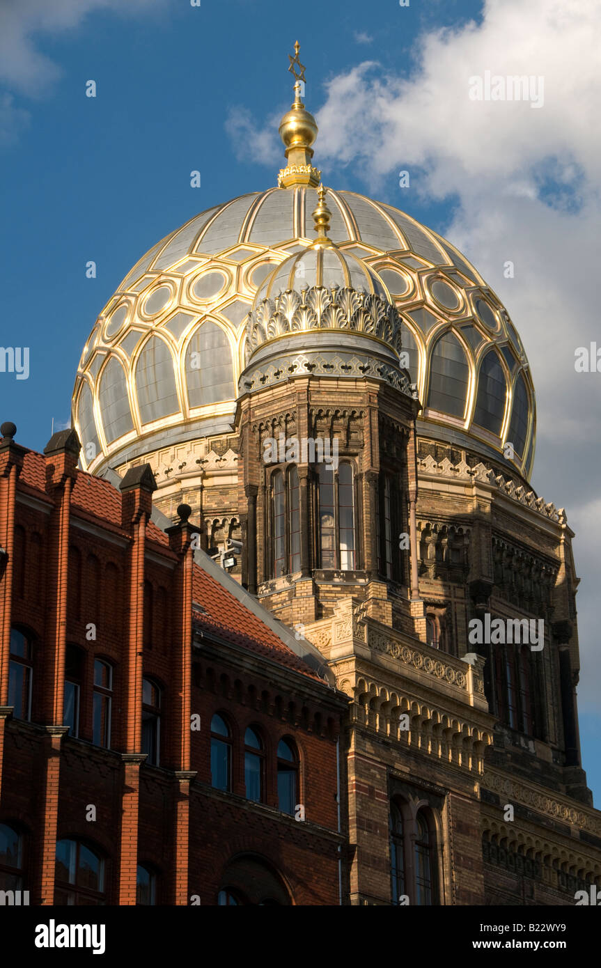 The mid-19th century Neue Synagoge New Jewish synagogue decorated with distinct Moorish style located on Oranienburger street in Berlin Germany Stock Photo