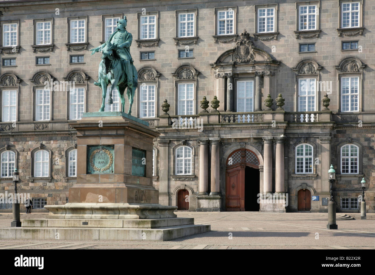 Statue outside the State Parliament or Folketinget, Christiansborg, Copenhagen, Denmark. Stock Photo