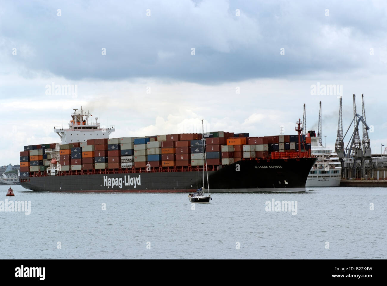 Glasgow Express container carrier ship departing Southampton Docks