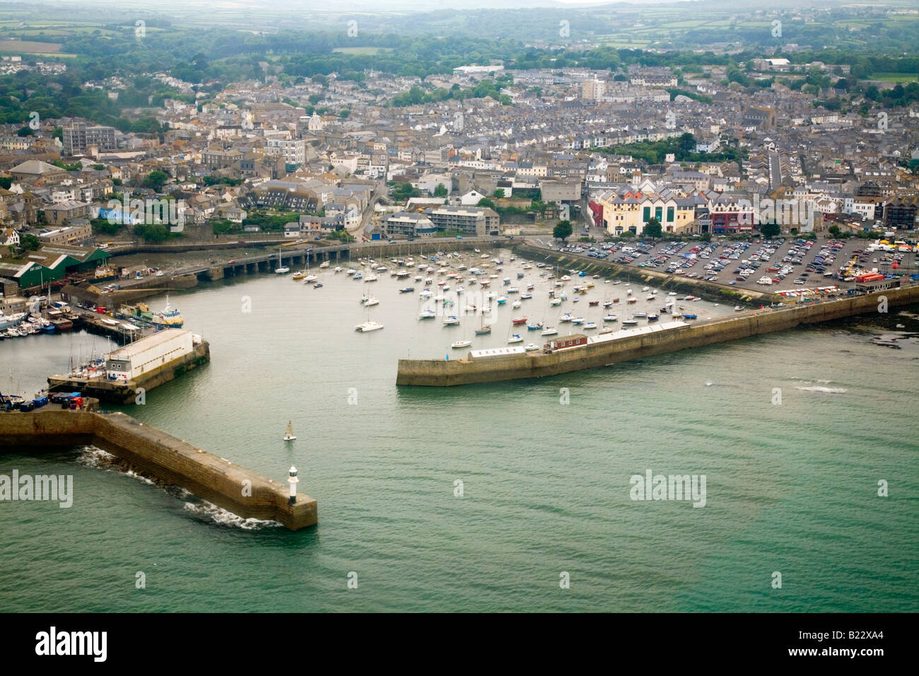 aerial photograph of penzance harbour area cornwall Stock Photo