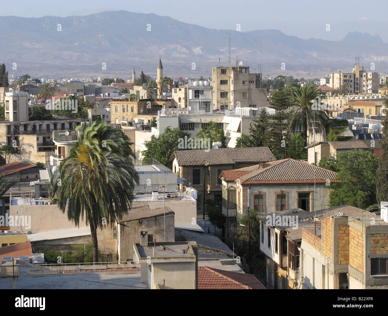 CYPRUS. View from south Nicosia towards the Green Line and north Nicosia in the Turkish-occupied zone. 2008. Stock Photo
