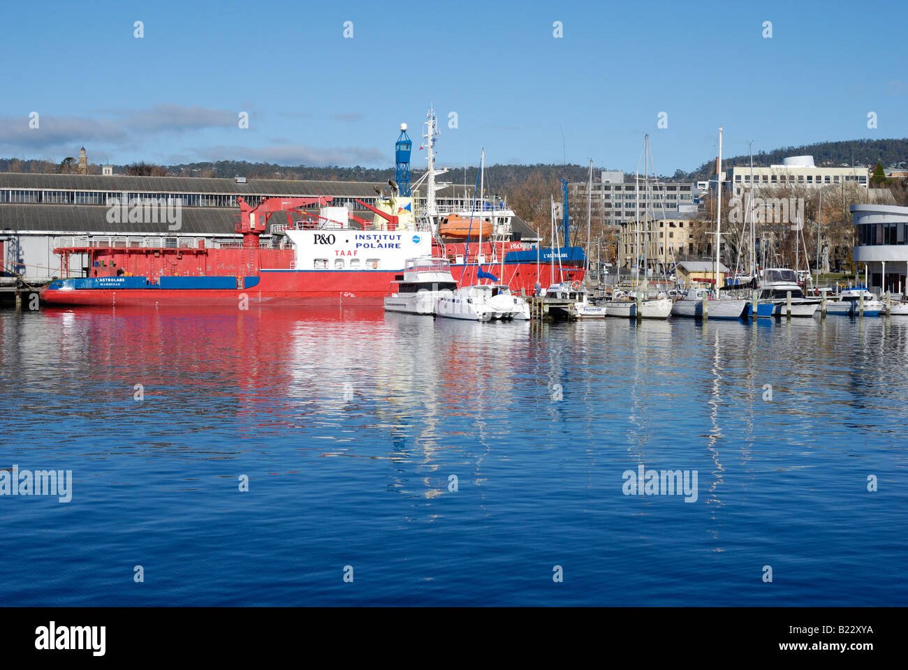 The French Institute Polaire Antarctic vessel L Astrolabe berthed in Hobart  Tasmania Stock Photo - Alamy