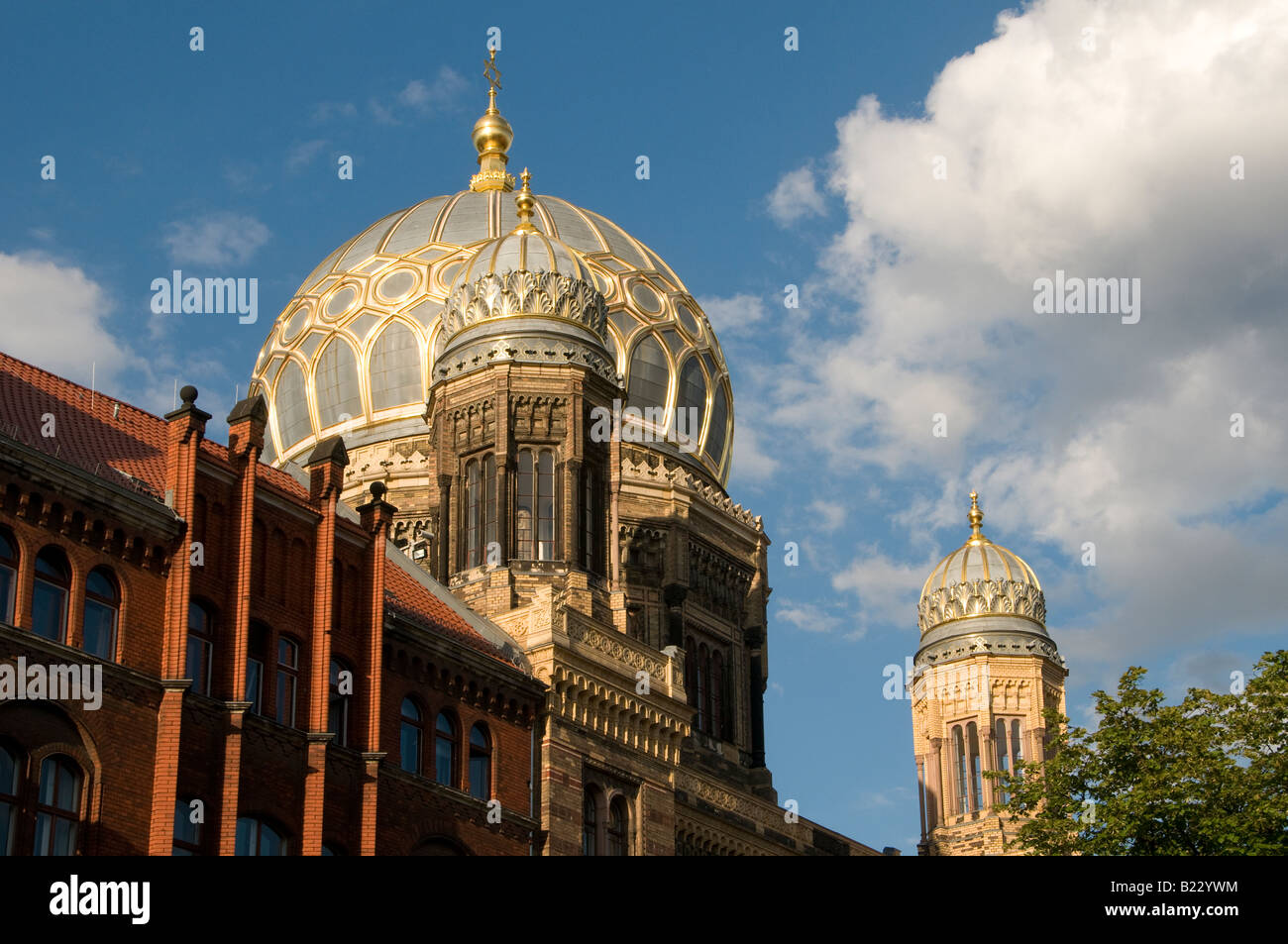 The mid-19th century Neue Synagoge New Jewish synagogue decorated with distinct Moorish style located on Oranienburger street in Berlin Germany Stock Photo