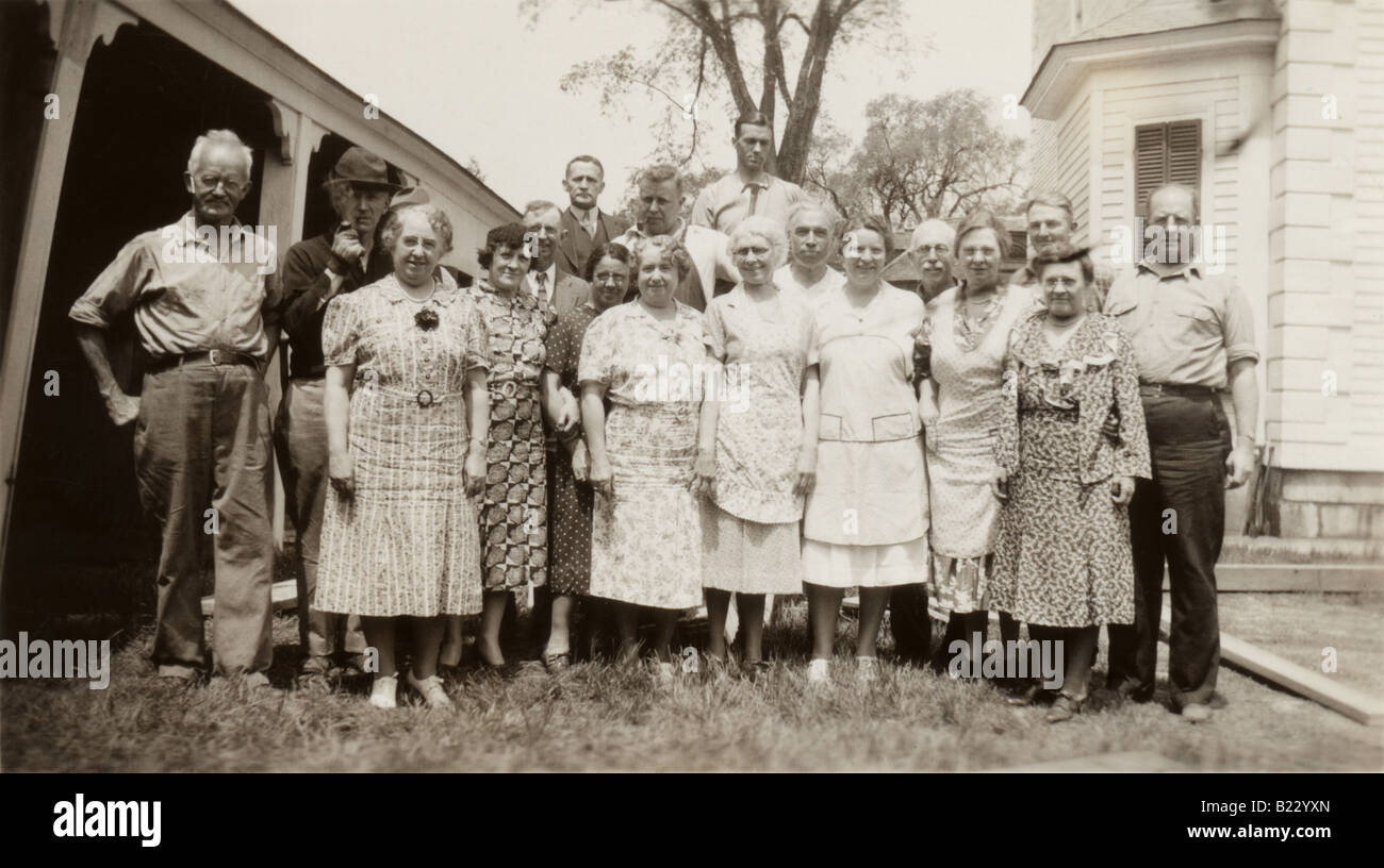 Circa 1920s antique photo of a group of seniors. Stock Photo