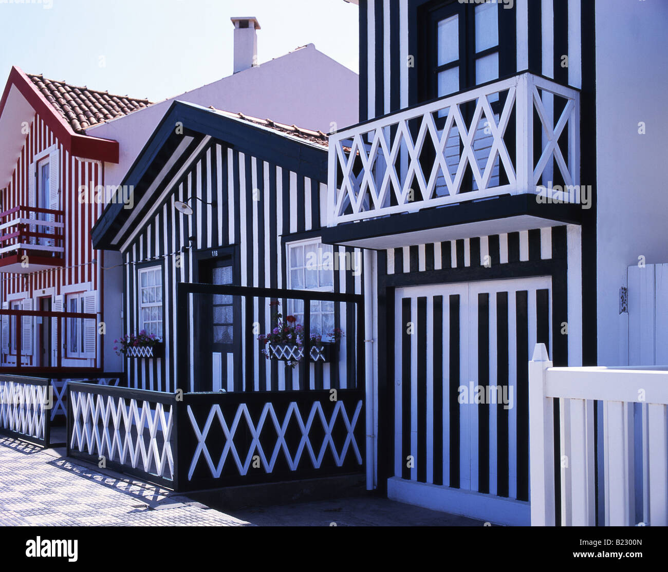 Regional dwellings Location Costa Nova Aveiro town Country Portugal Stock Photo