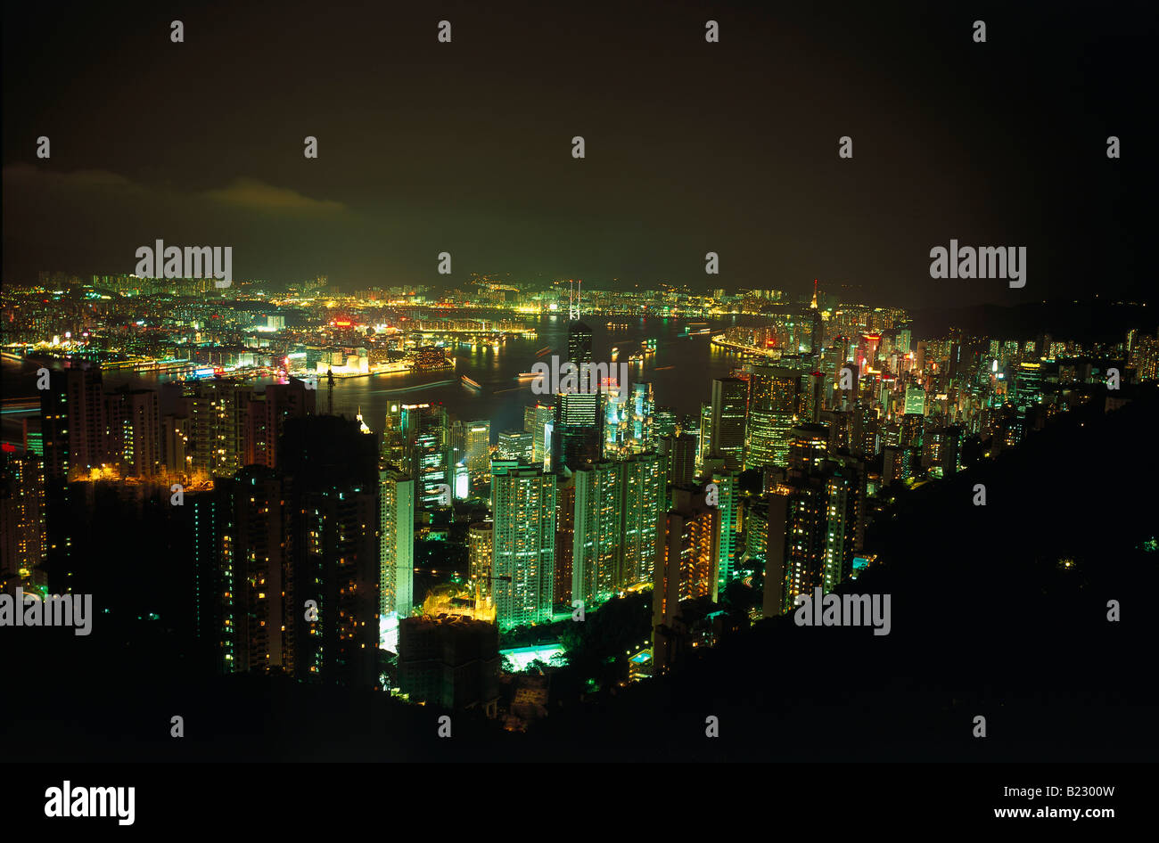 Aerial view of city lit up at night Stock Photo - Alamy