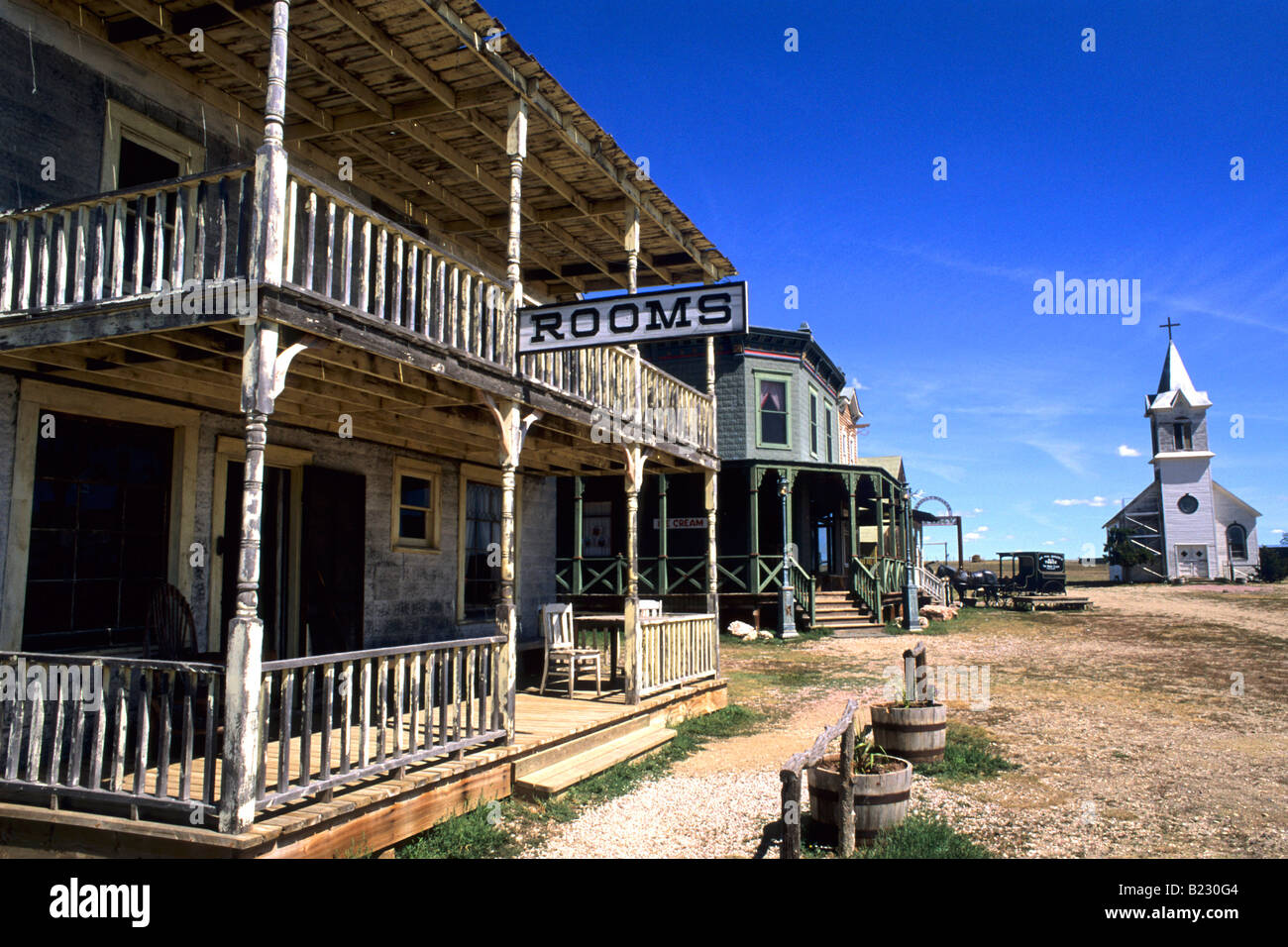 Buildings in ghost town, Murdo, Jones County, South Dakota, USA Stock