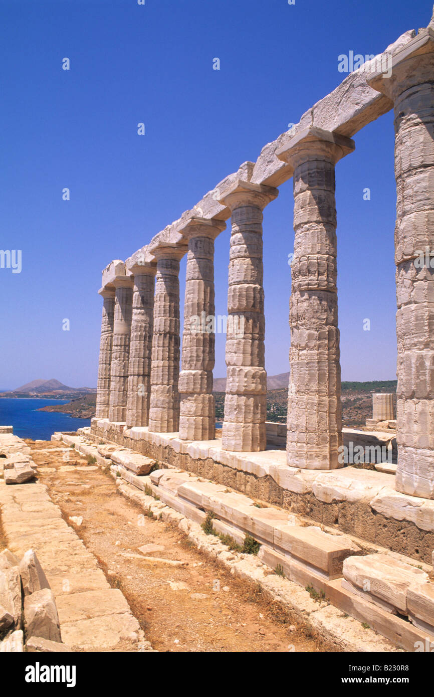 Colonnade of temple, Greece Stock Photo