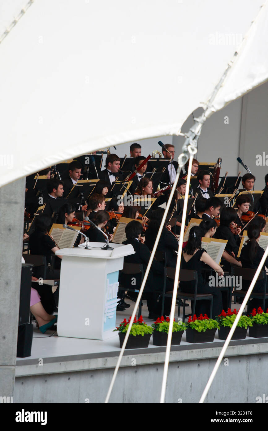 A philharmonic orchestra at the Pacific Music festival in Sapporo, Japan. Stock Photo