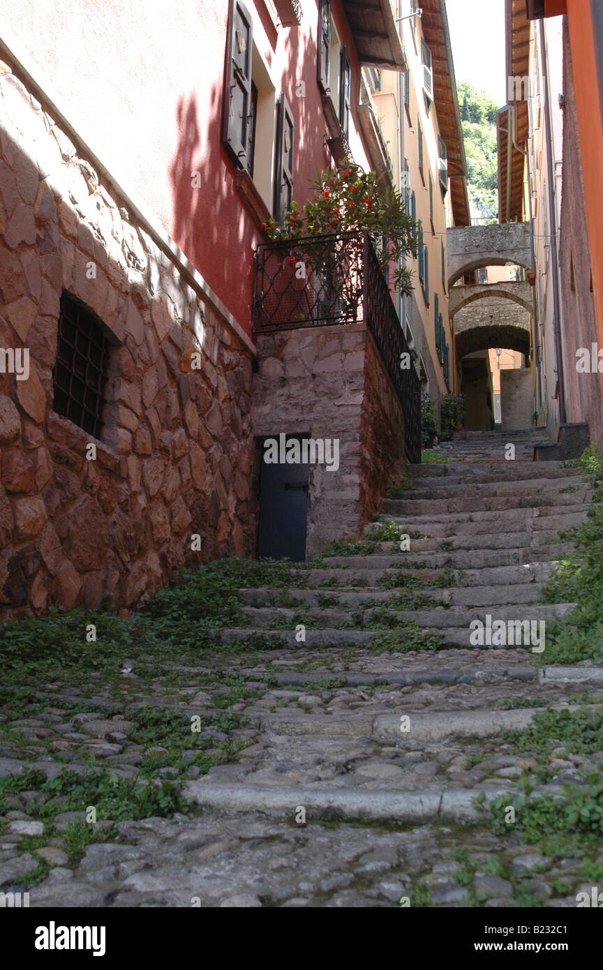 Steps in empty alley Stock Photo