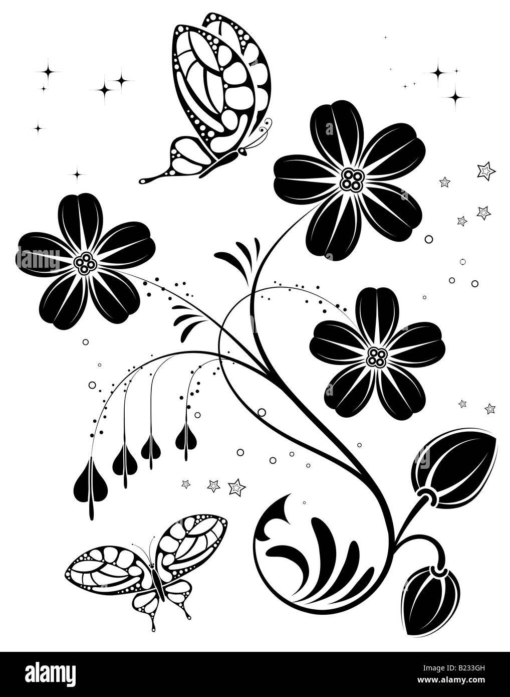 Flower background with butterfly Stock Photo - Alamy