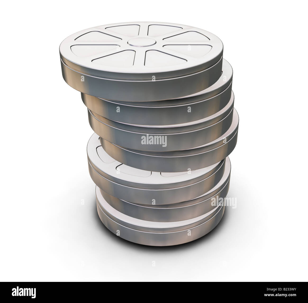 3D render of film cans Stock Photo