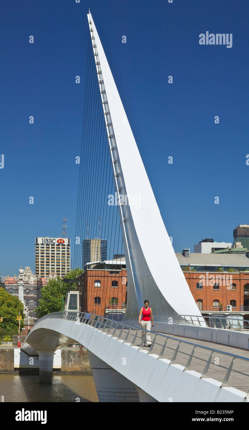 The pedestrian bridge, Puente de la Mujer, in Puerto Madero, Buenos Aires, Argentina. Stock Photo