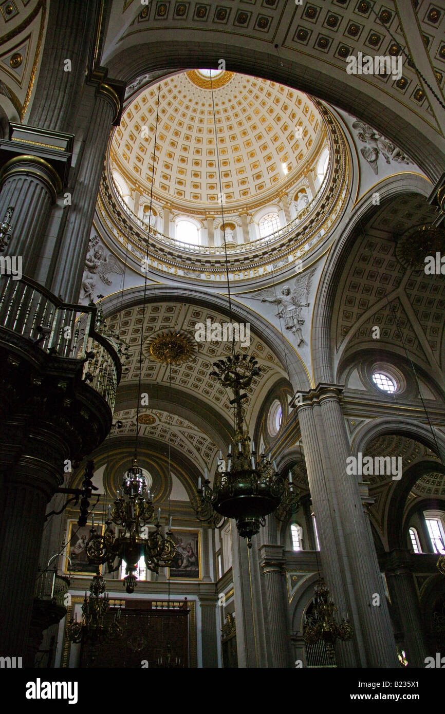 The Interior of Puebla Cathedral, Puebla City, Mexico Stock Photo